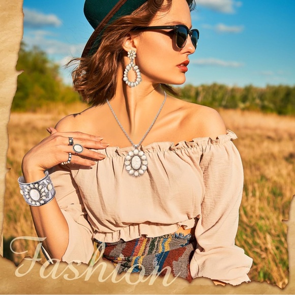 Ecally Bohemian Western Jewelry Turquoise Set